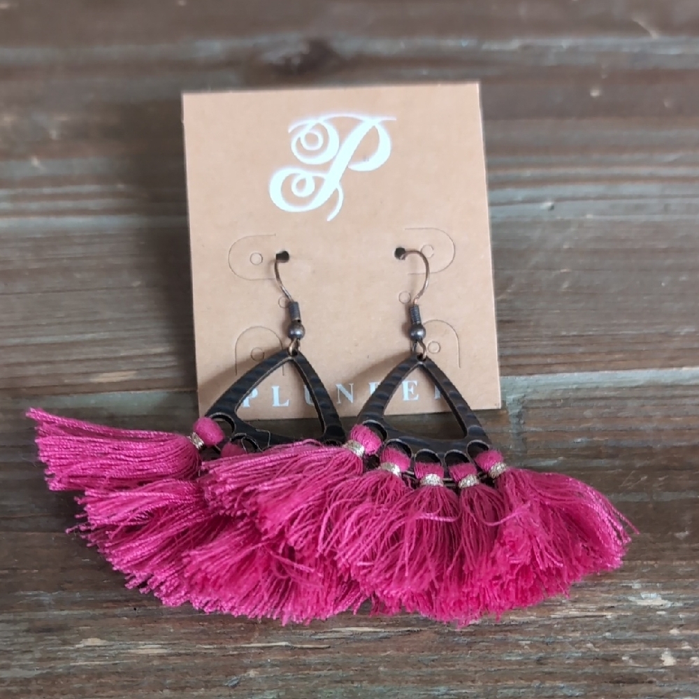 Pink Tassel Earrings